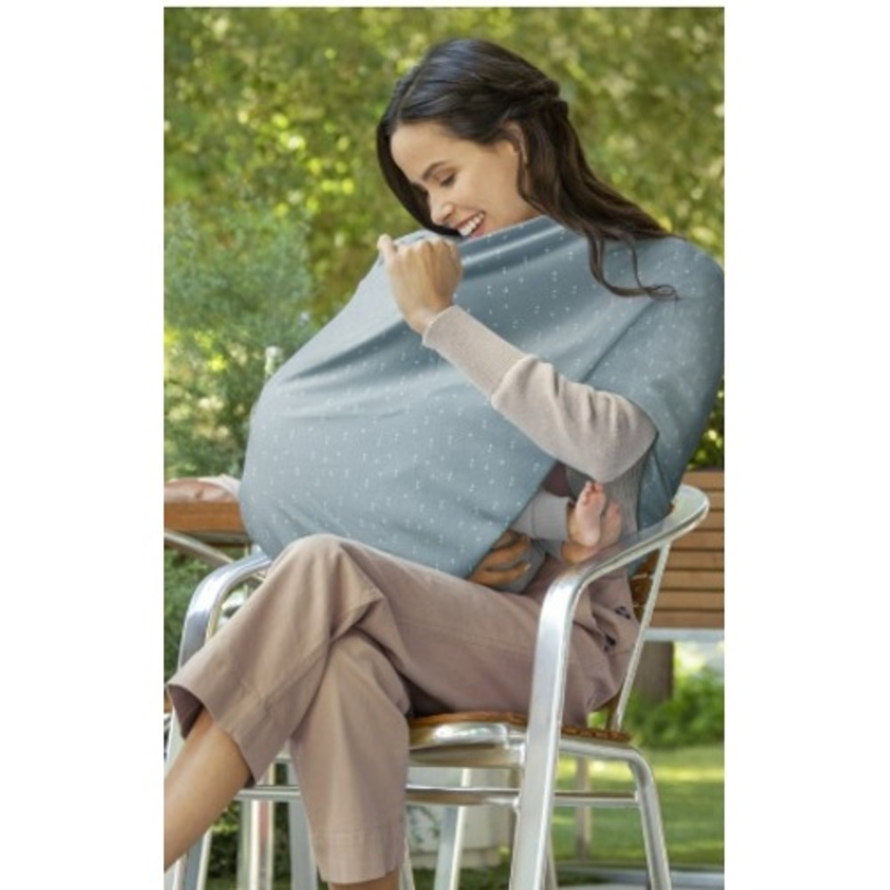 Munchkin Brica Antimicrobial Nursing Car‎ seat Cover Gray White Dot Print Snaps